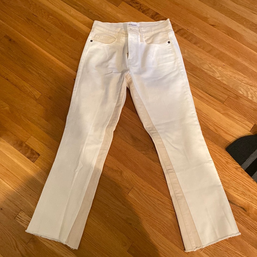 Frame Denim. le boot cut style. Size 26 white and beige two-tone jeans